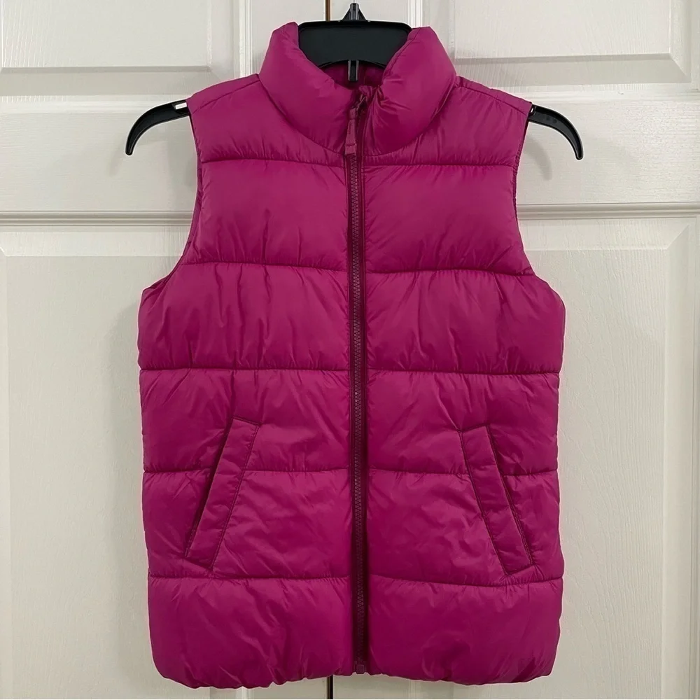 Old Navy Girls Fleece Lined Puffer Vest Pink Size L (10/12)